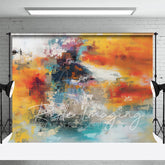 Aperturee - Aperturee Motley Orange Blue Abstract Textured Photo Backdrop